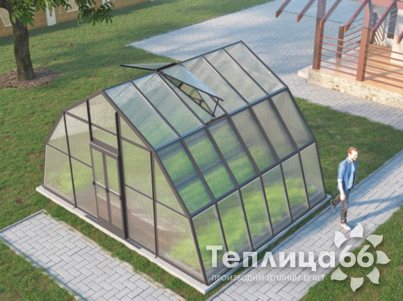 Теплица Рада Балхаш из поликарбоната, 5х4 метра, графитовая